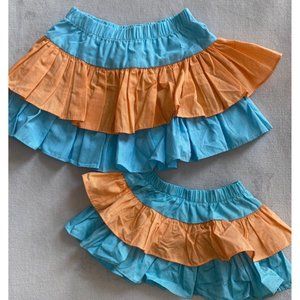 Castles and Crowns ruffle skirt orange turquoise blue gingham 12m 4 NWOT